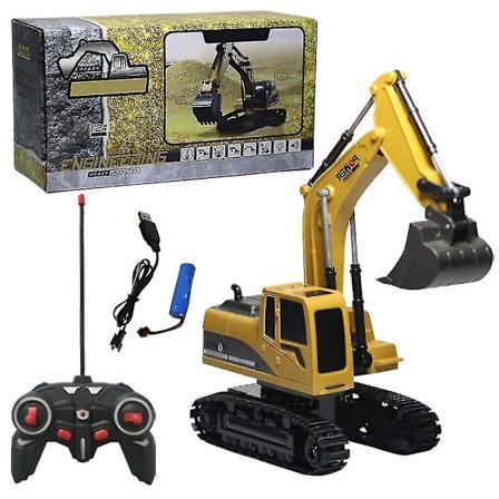 6-kanavainen seoskaivuri 1:24 langaton kaukosäädin kaivuri lasten Rc insinööriauto rakennusajoneuvo latauslelu