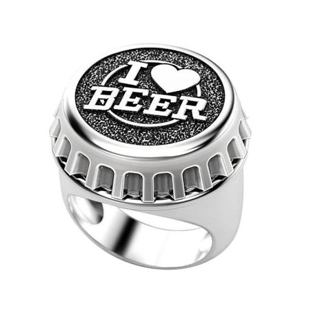 Cap Ring I Love Beer Ring SILVER 9