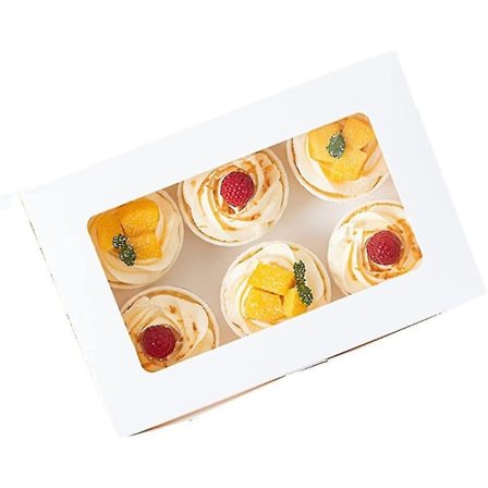 15 stk. cupcake-æsker med 6 huller, hvide cupcake-æsker med vindue A