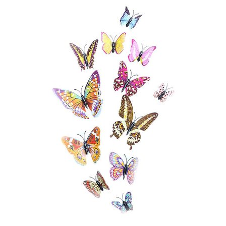 12-pak 3D Sommerfugle Magneter der lyser i mørket - Dekoration til køleskabet