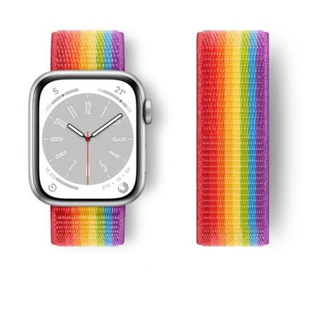 Nylon för Apple Watch Band 44mm 40mm 45mm 41mm 42mm 38/45 mm sportarmband iwatch Series 9 8 7 se 6 5 3 Ultra 2 49mm Rem Pride 39 38mm-40mm-41mm