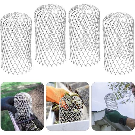 4-pack expanderbara aluminiumrännskydd, filter, lövsil, rännsil, fallrörsöverdrag, skydd, enkel installation, mossa, smuts, lera och skräp