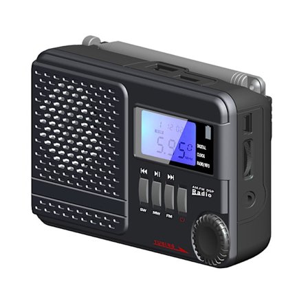 Grønt produkt - Bærbar AM/FM/SW radio med stort genopladeligt batteri, MP3, Sleep-funktion, USB-flash, Micro SD, lomme transistorradio