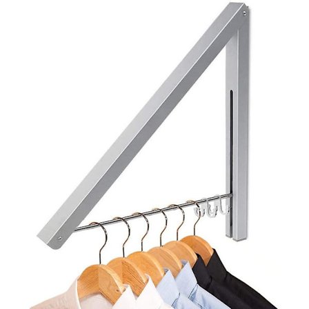 Clothes Drying Rack Wall Mount, Folding Clothes Airer Retachable Coat Rail For Laundry Room, Bedroom, Balcony, Motorhome (silver)