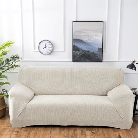 (Beige) Sofföverdrag - AZ KING - Stretch - Beige - 3-sits - Tvättbart