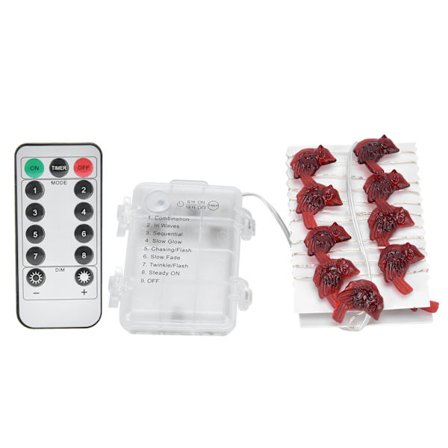 3 Meter LED-ljusslinga LED Röd Fågellampa med Fjärrkontroll 30 LED Dekorativa Ljus för Utomhus Hemfest