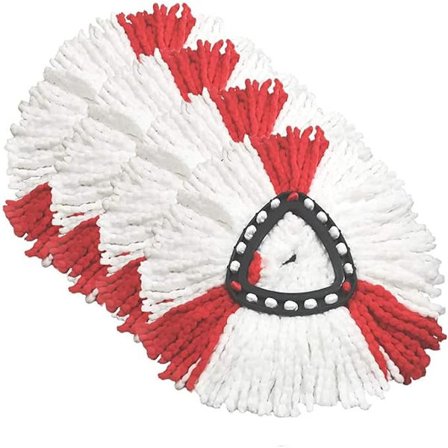 (4-pak) Kompatibel med Vileda moppehoveder (rød hvid), 2-i-1 Turbo moppehoved kompatibel, mikrofiber