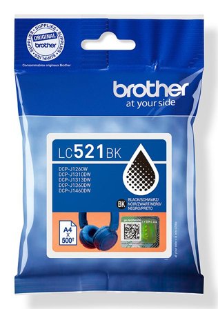 Brother LC521BK Black ink cartridge, yield up to 500 pages