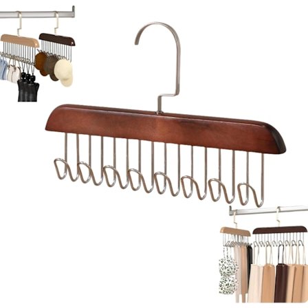 Monitoiminen liukumaton säilytysteline, liukumaton monikoukkuinen naulakko, 360° pyörivä monikäyttöinen henkari 8 koukun kanssa - Retro väri