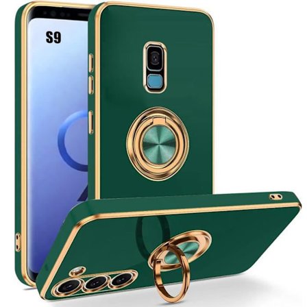 Skyddsfodral för Samsung Galaxy S9 - TPU-skydd - Stötsäkert - 360° roterande ring - Vertikalt stativ - Nattgrön