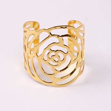 Servettring 12 st ihålig ros bröllop servett spänne high-end restaurang bordsdekorationsring kit (Färg: Gyllene)