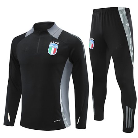 2425 Ny fotballtreningsdress med halv glidelås, høst/vintersett for voksne og barn Italia/Svart Italia/Svart Italy/Black Italy/Black