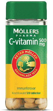 Møllers vitamin-C tab 500mg, boks av plast, 120 stk