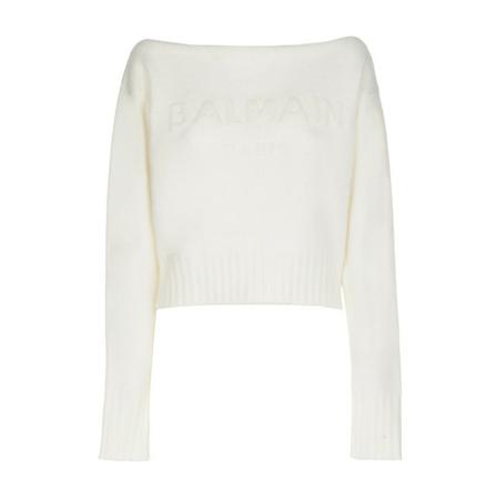 Balmain - Stickade Tröjor & Koftor - Vit - Dam - Storlek: S, Dam, Storlek: S