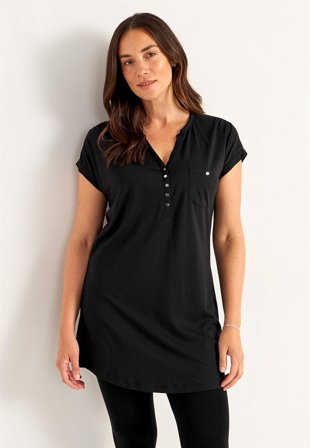 Cellbes of Sweden - Jerseytunika i modalmiks med metalknapper i sort til damer i størrelse 50/52