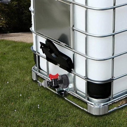 1000 Liter IBC Vandtank med S60x6 Adapterventil og 3/4 (Hane kun)