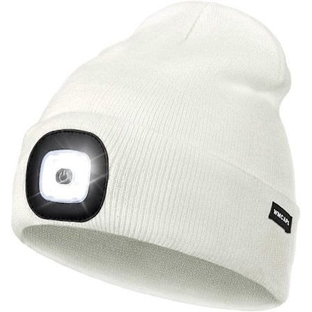 Genopladelig LED-belyst Hue, Perfekt Fars Gave til Jul, Kasket med Lys Hovedlampe Unisex Vinter Varmt Strikket Hue