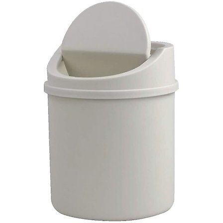 2 Liter Plast Skrivebordssvinglokk Søppelbøtte For Avfall (hvit)