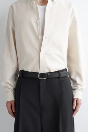 COS Homme Ceinture En Cuir À Boucle Ronde in Noir