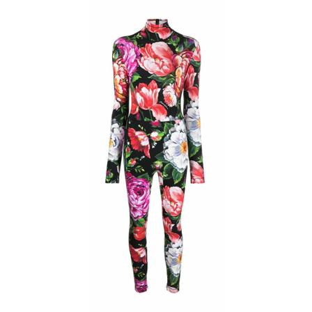 Dolce & Gabbana Flowers Jumpsuit , Zwart , Dames , Maat: S