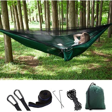 3 i 1 campinghängmatta med myggnät med dragkedja och tältpresenning 300 kg lastkapacitet hängmatta