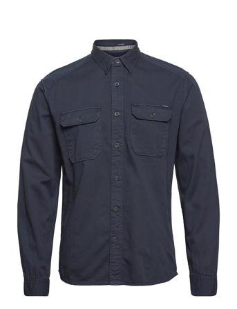 Utility Garment Dyed L/S Shirt Blue Lindbergh