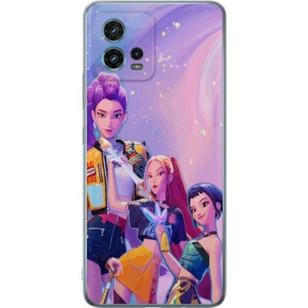 Kompatibelt Mobildeksel til Motorola Moto G72 Futuristiske popdamer i neonfarger med magiske detaljer mot en drømmeaktig galaksebakgrunn