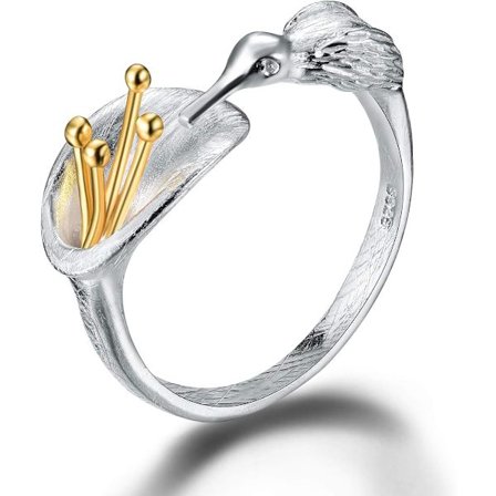 Hummingbird Ring i Sterling Silver - Öppen Ring - Handgjorda Smycken - Unika för Kvinnor