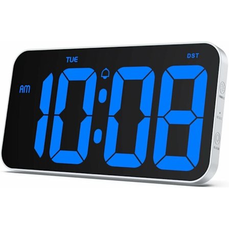 11" Digitalt ur med store, tydelige 4" tal, bord- eller vægmontering, digitalt vækkeur, digitalt vægur eller bordur