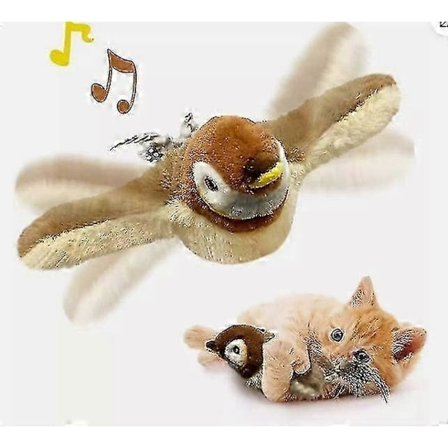 Elektronisk Interaktiv Flyvende Fugl, Kattelegetøj, Hængende Kæledyrs Flaprende Vinger Spurv
