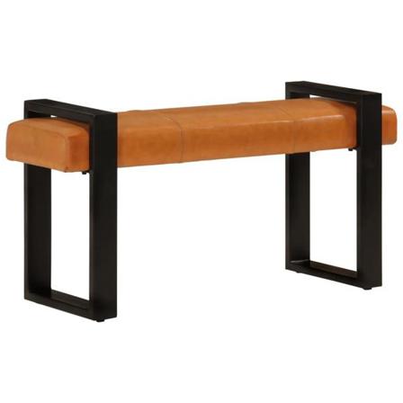 Vidaxl Bänk Svart Och Brun 110 Cm Äkta Getskinn Brun