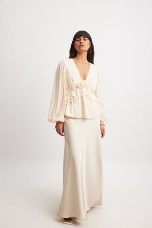 NA-KD Blouse à volants et manches ballon - Blouses - OffBlanc - EU 32