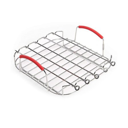 9 tums Airfryer Grillgaller i rostfritt stål Mångsidig fyrkantig grill med spett Bakplåt