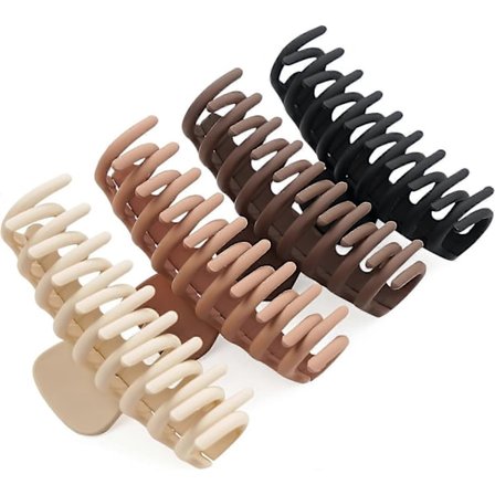 4 stk. Hårklemmer, tykke hårklemmer til kvinder og piger, lette skridsikre med kamtænder, stærkt greb, stor størrelse 11 cm