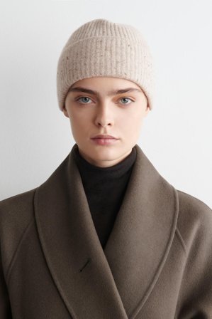 COS Damen Beanie Aus Woll-Kaschmir-Mix - Beige
