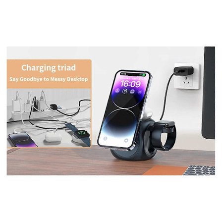3-i-1 Trådlös Laddstation för Iphone15 AirPod Snabbladdare Magnetiskt Trådlöst Ställ Fäste Vit