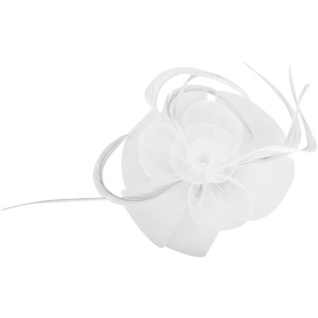 Lady Girl Fascinator Hat Feather Headdress Cocktail Party Church Wedding, Hvit