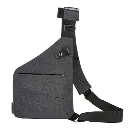 Sling Bag Axelremsväska Crossbody Daypack Unisex med Fickor Bröstväskor Grå Vänster
