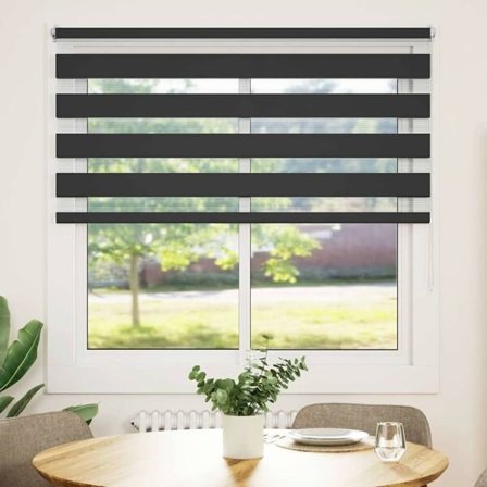 vidaXL Rullgardin randig svart 140 x 175 cm transparent