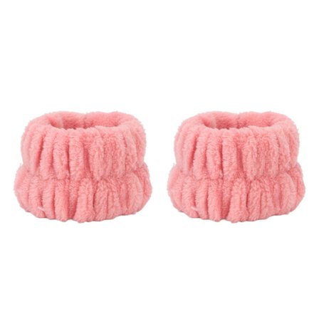 1 par absorberande handledsband för ansiktstvätt för kvinnor, rosa