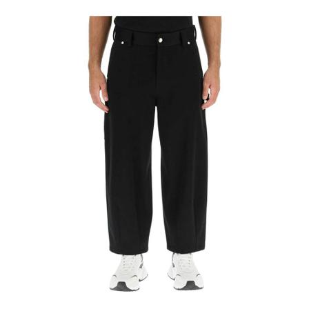 Dolce & Gabbana, Straight Trousers Zwart, Heren, Maat:M,stof