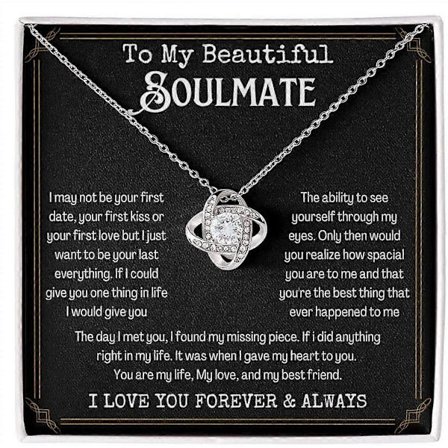 Til Min Soulmate Halskæde Til Kvinder, Til Min Kone Halskæde Fra Mand, Kærlighedsknude Halskæde Gaver Til Kone Fra Mand, Fødselsdagsgaver Til Kone, 