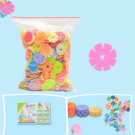 Sammenlåsende Snøfnugg Byggeklosser Pedagogisk Leke for Barn Gutter Jenter 100 Deler Lys Farge