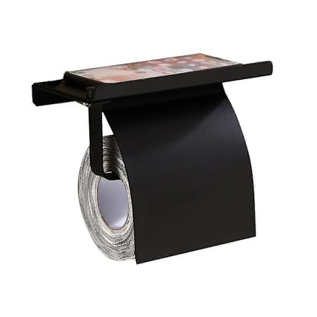 Toalettpapirholder i rustfritt stål med telefonholder, veggmontert (med deksel)