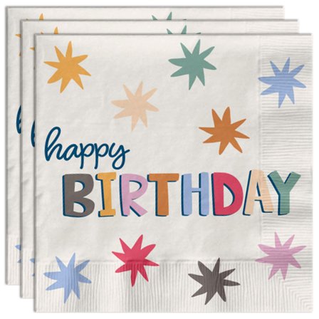Happy Birthday Pappersservetter med Stjärnor 20-pack
