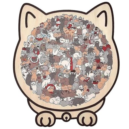 135 stk. Irregulært Morandi-farvet katteformet træpuslespil Unikke dyreformede træpuslespil til voksne Børn Ferie Fødselsdagsgaveidé