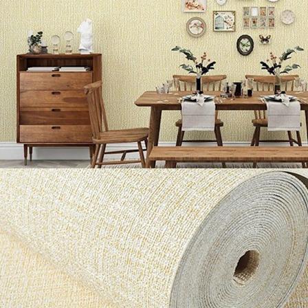 2 Rullar Beige 3D Texturerad Linne Tapet, Vattentät, Självhäftande, 50x300cm