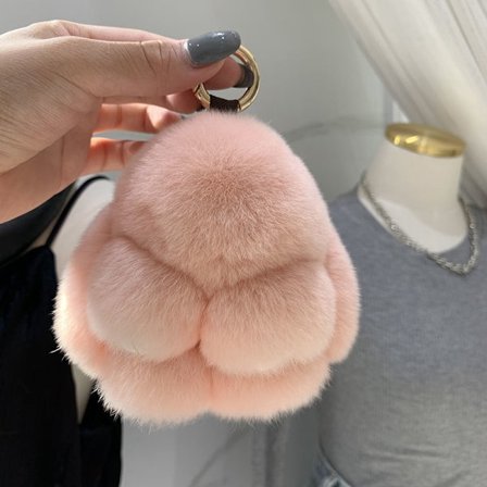 Blød Fluffy Kanin Nøglering Sød Plys Kanin Nøglering Plys Kanin Nøglering Kunstig Pels Nøglering Pompom Nøglering Dekoration