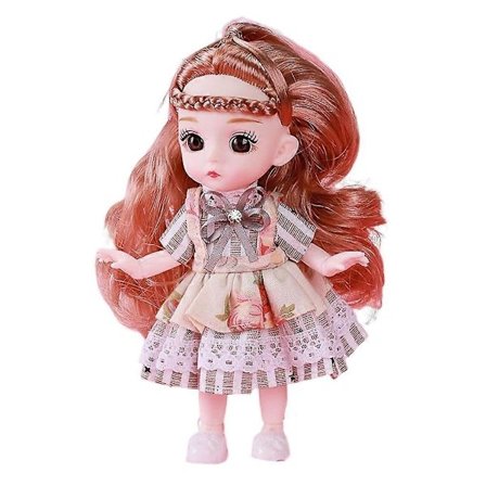 Docka med kulleder, 13 rörliga leder, leksakstillbehör, dockhus för flickor Pinkish Grey