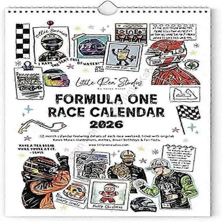 F1 Scrapbook Race Calendar 2026 - Täydellinen seinäkalenteri kilpa-ajoon valmiille faneille, F1-kalenteri 2026 lahjoja Formula-kilpa-ajon faneille, 